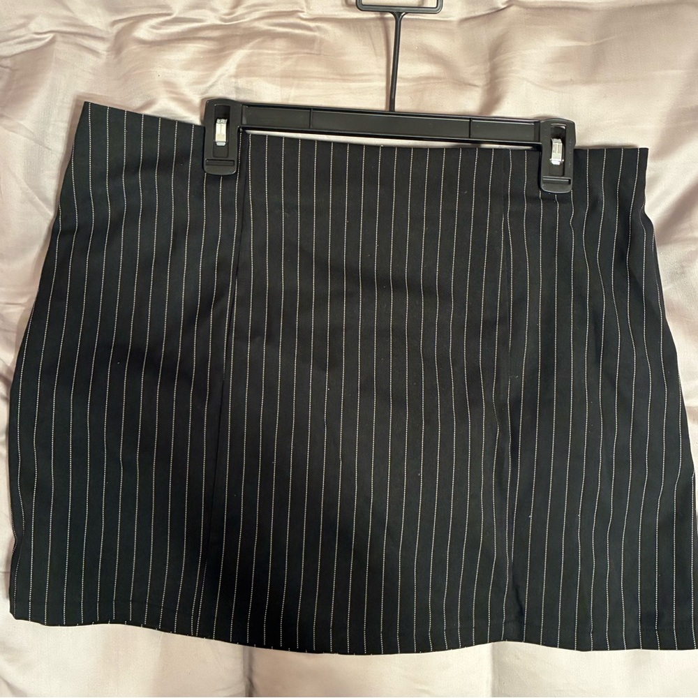 No Boundaries Black and White Pinstripe Mini Skirt